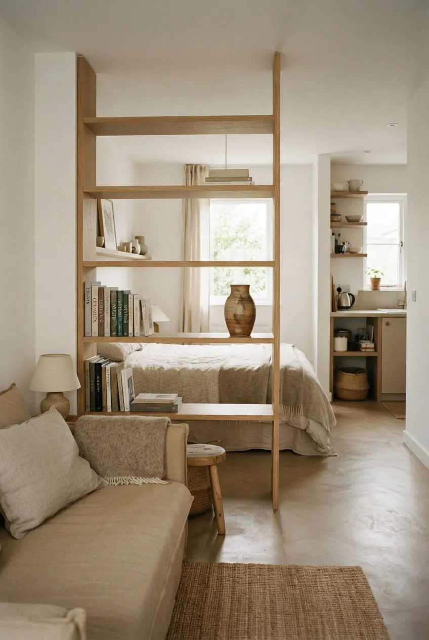a1-3-open-bookcase-with-books-and-vase-between-bed-and-sofa