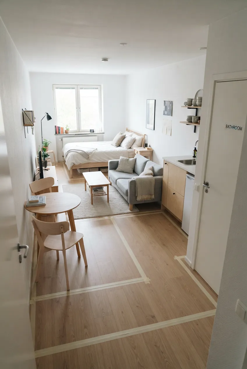 a2-1-floor-tape-marks-furniture-footprints-in-studio-apartment