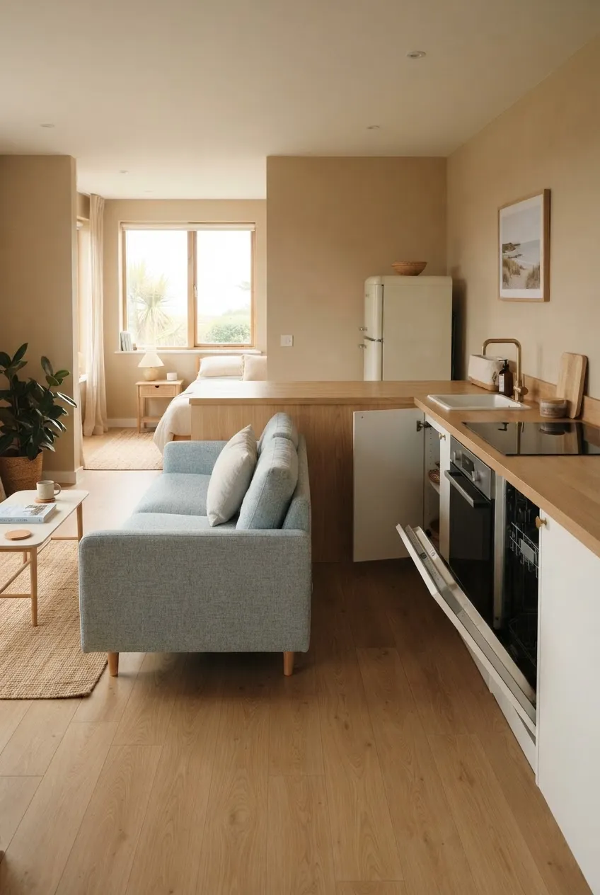 b10-7-sofa-beside-kitchen-peninsula-with-open-dishwasher