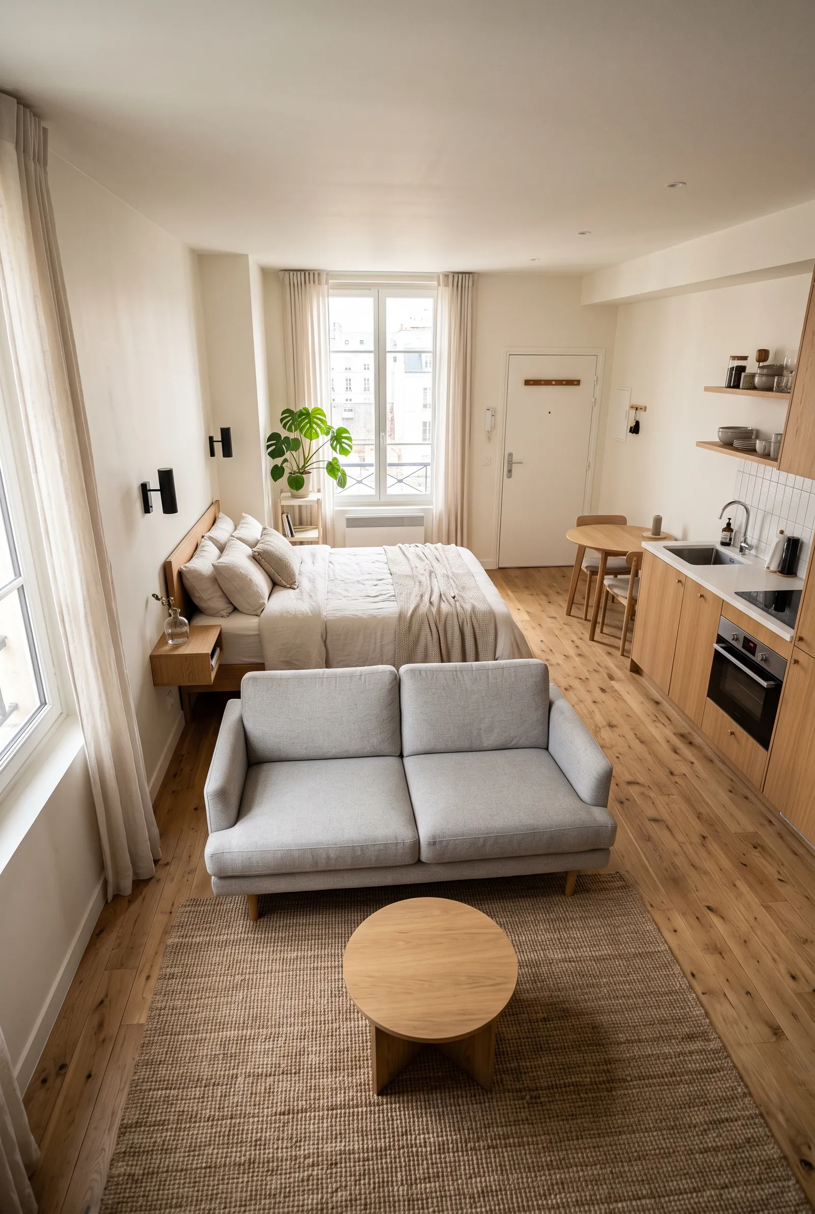 b3-1-studio-apartment-bed-placement-ideas-behind-the-sofa-facing-the-kitchen