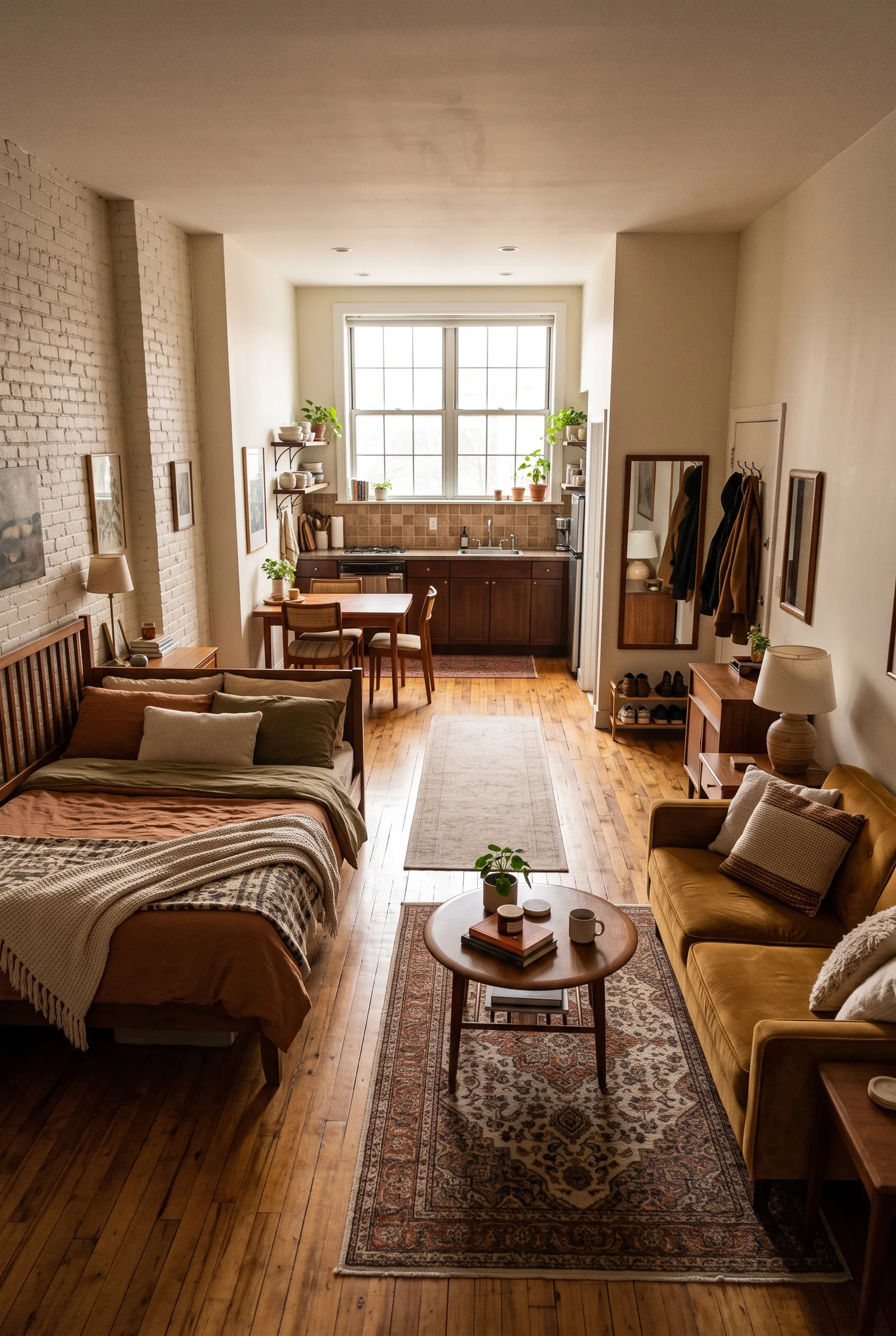 b3-7-studio-apartment-bed-placement-ideas-against-brick-wall-opposite-the-living-sofa