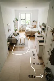 10 Long Narrow Studio Apartment Layout Ideas That Keep the Room Easy to Use Cover