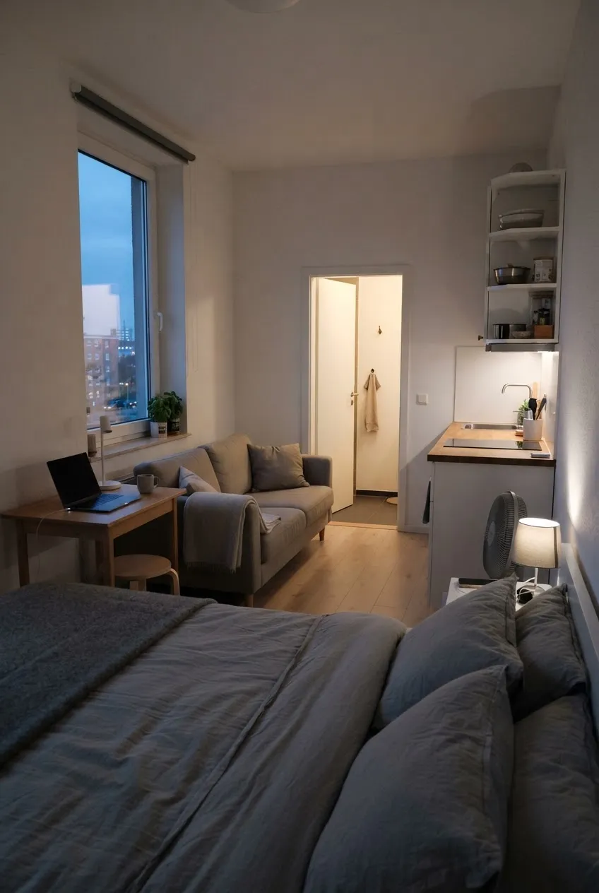 b9-1-bedside-view-of-window-desk-and-bathroom-in-studio