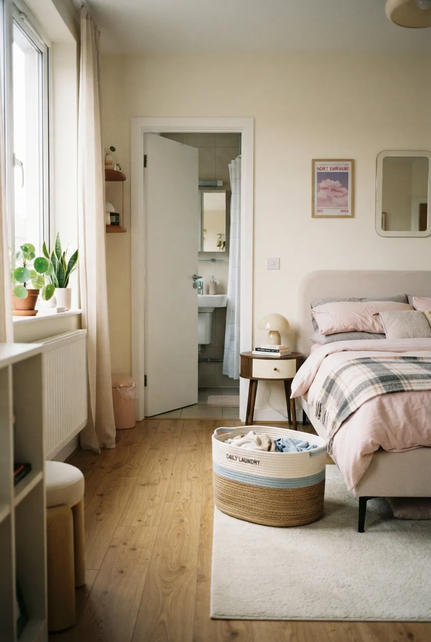 c6-7-laundry-hamper-beside-bed-and-bathroom
