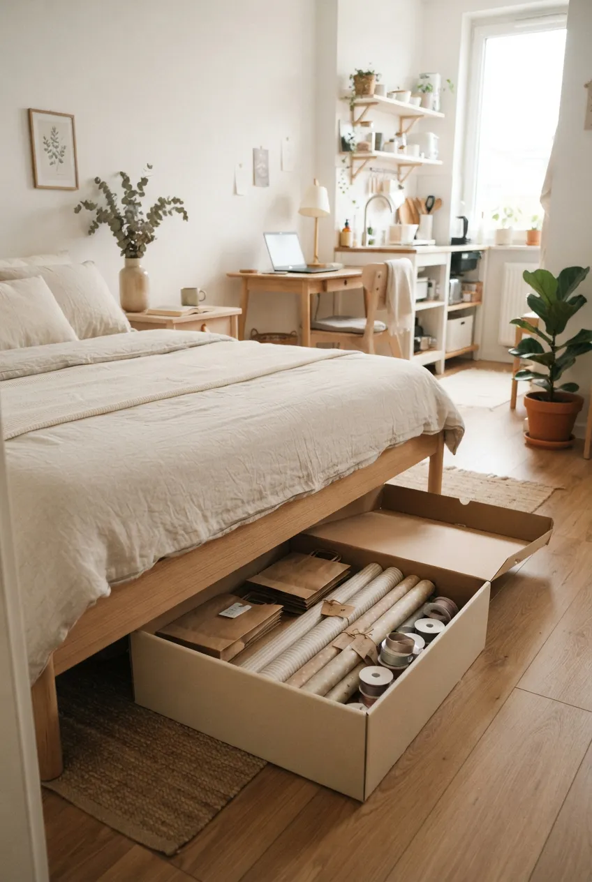 c7-9-shallow-under-bed-box-with-gift-wrap-and-ribbon