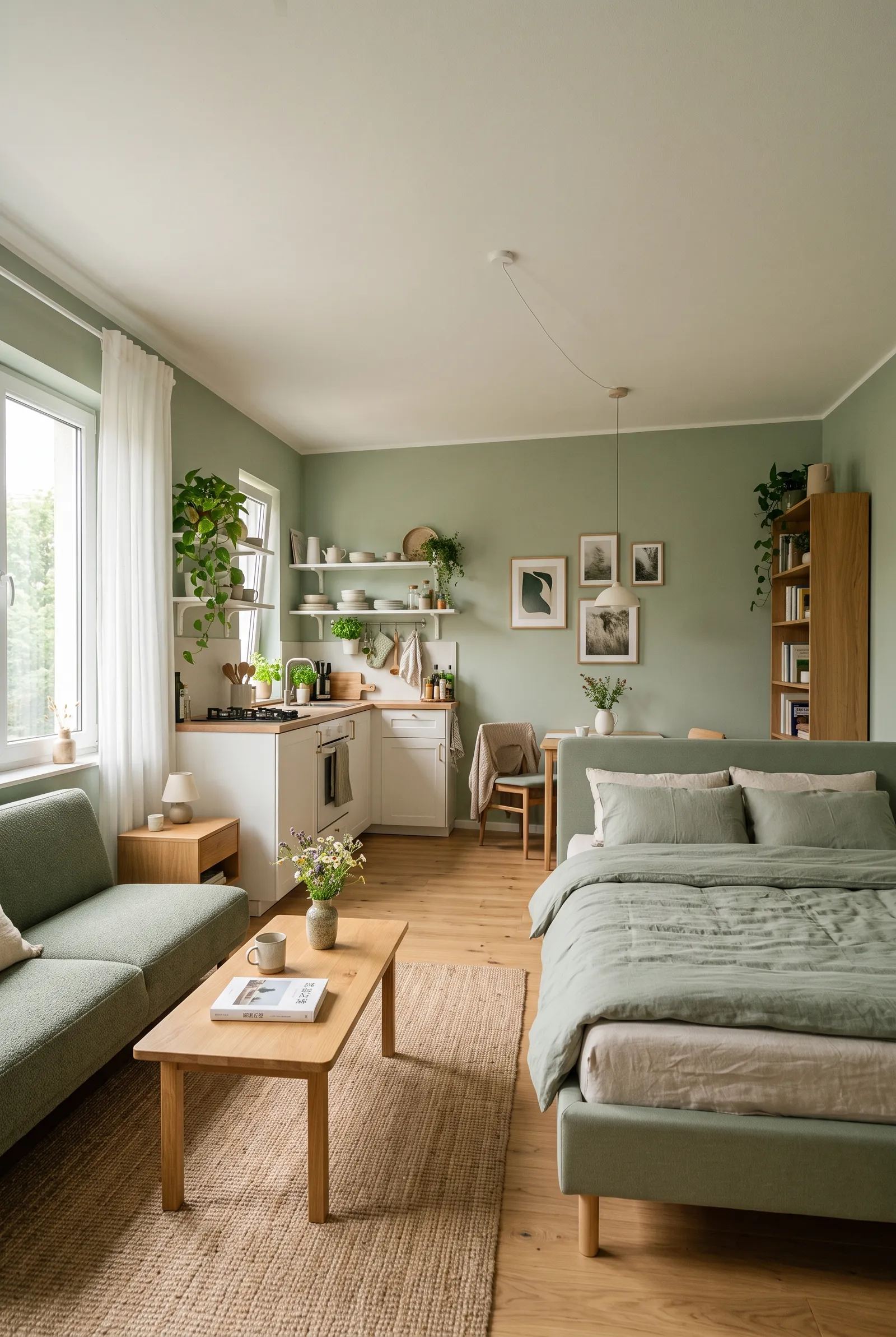 d2-3-make-studio-apartment-feel-bigger-using-monochromatic-sage-green-color-palette