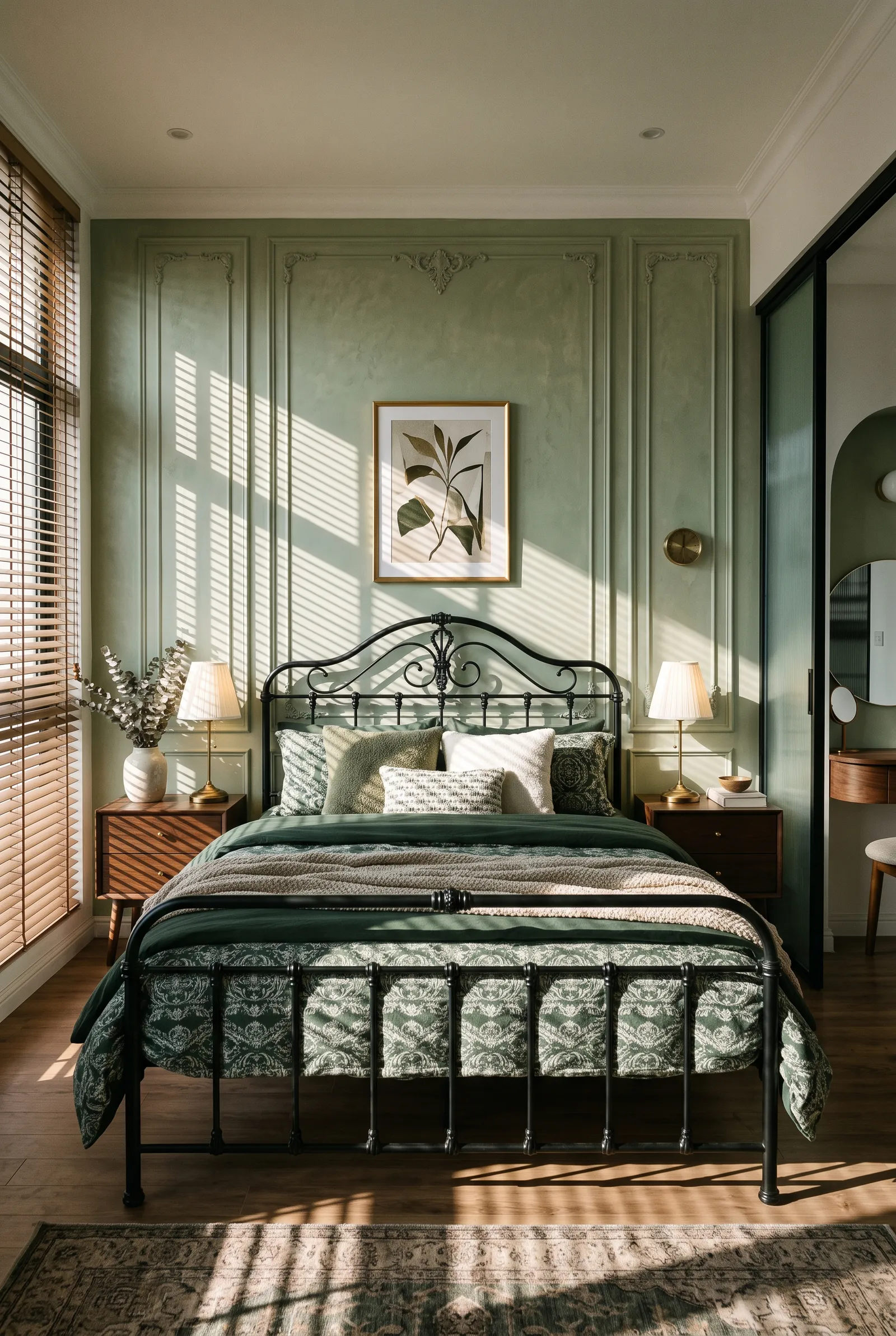 d3-sage-green-bedroom-wall-molding