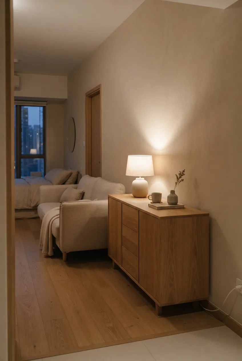d5-6-table-lamp-on-low-cabinet-lighting-wall