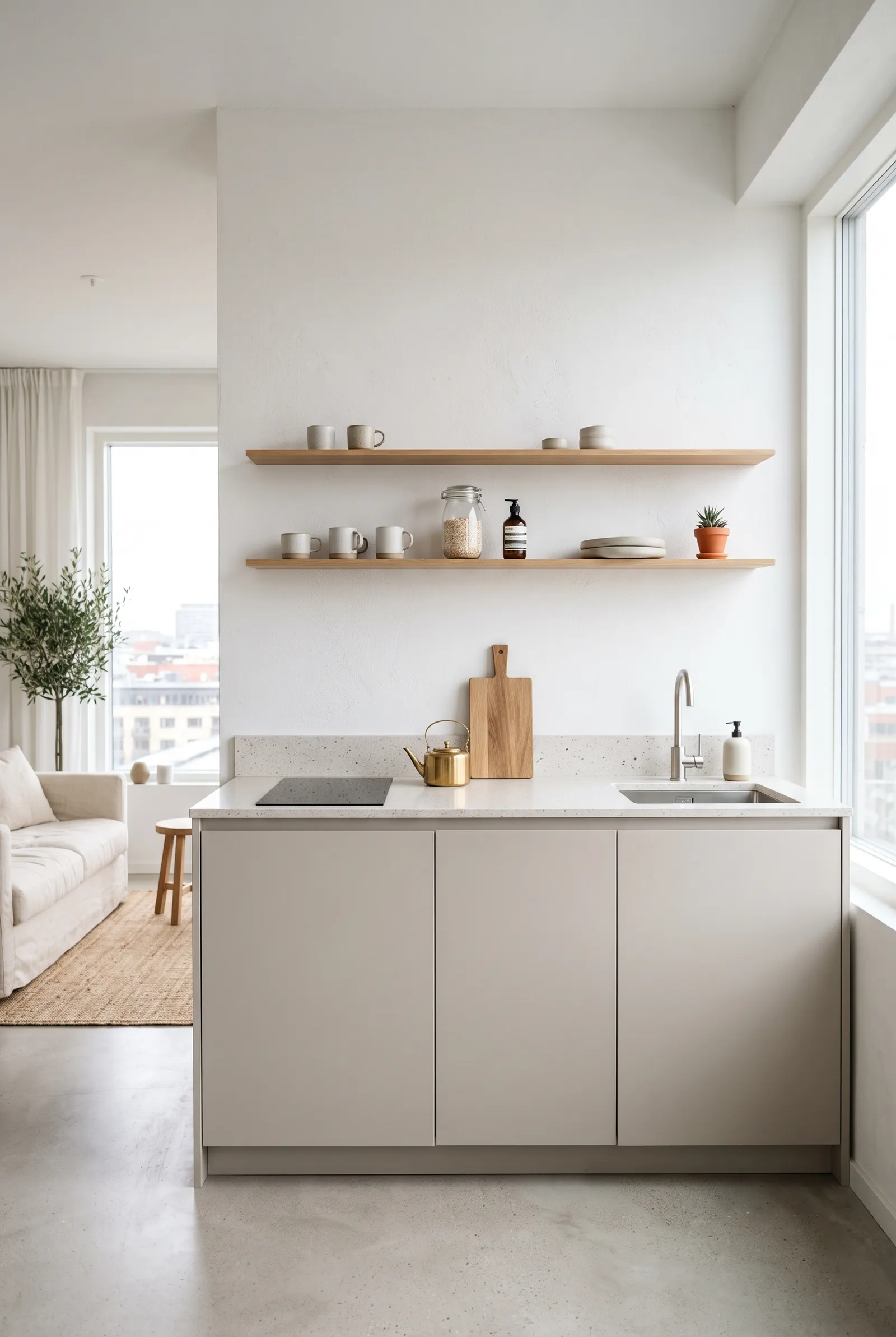 e1-9-studio-apartment-kitchen-ideas-minimalist-kitchenette-with-floating-wooden-shelves