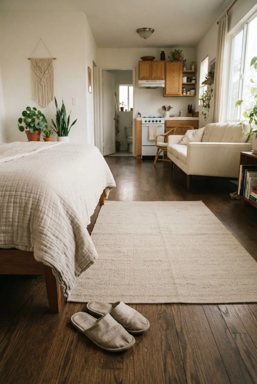 e10-8-flat-bedside-rug-with-slippers-on-wood-floor