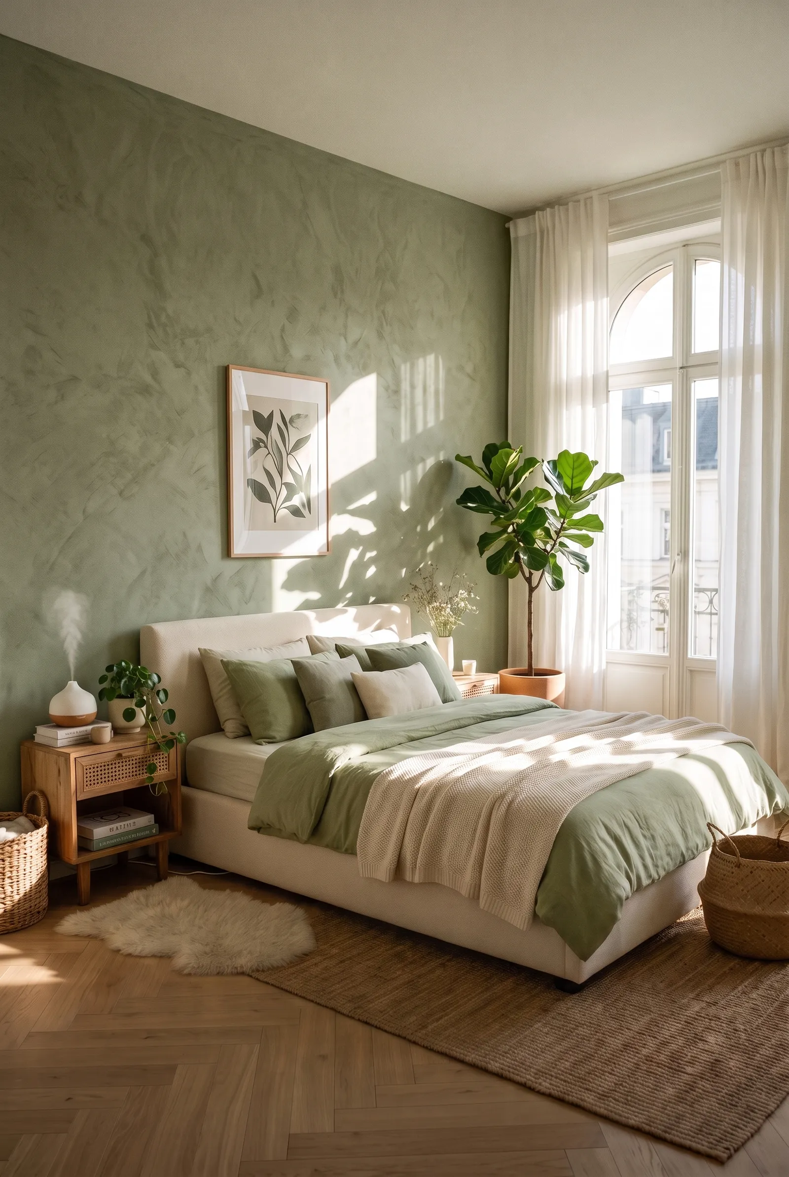 e5-minimal-sage-green-bedroom-cream-bed