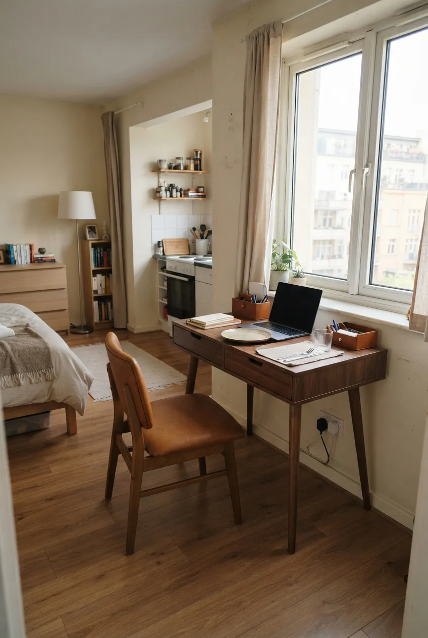 f1-12-desk-with-laptop-and-dining-place-setting