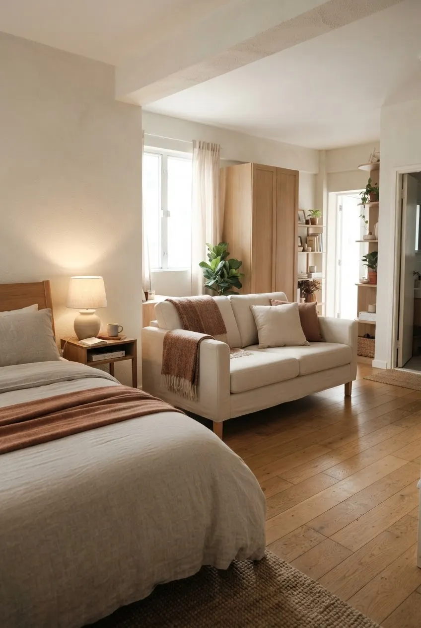 f3-6-white-sofa-with-brown-throw-beside-studio-bed